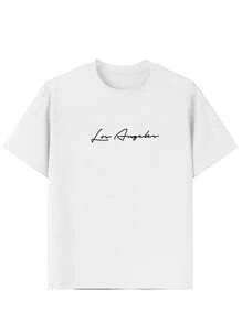 1 pieza Camiseta de manga corta con estampado de palmera blanca y puesta de sol, apta para niños y adolescentes, camiseta de verano, para estudiantes jóvenes