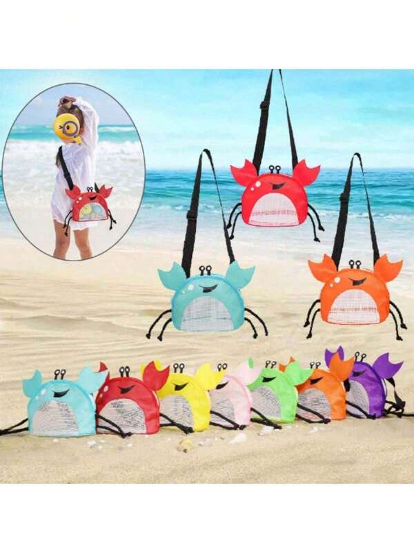 1pc New Summer Crab Shoulder Bag, Beach Bag, Shell & Seashell Decor Storage Bag