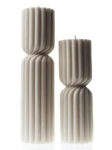 1pc Premium Striped Twist Cylindrical Aromatherapy Beeswax Candle, Plant Essential Oil Formula, 10 Hour Clean Burn Time, Ideal For Living Room, Dining Table, Bedroom, Meditation Space, Nordic Minimalist Design - White - View 7