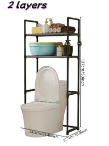 1 Pc New 2-3 Tier Toilet Storage Rack, Bathroom Slim Shelf, Multi-Layer Storage Rack, Space Saving Bathroom Shelf, Can Be Installed Behind The Toilet