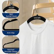 Serenelife Ganchos de Terciopelo Premium, Ahorradores de Espacio, Resistentes, con Gancho Metálico Giratorio de 360 ° , para Trajes, Pantalones y Vestidos,, Pack 20 - Negro - Ver 9