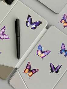 SCXXBSW 50pcs Purple Butterfly Cartoon Graffiti Stickers Decorative Water Cups Notebook Luggage Double Transparent Waterproof Stickers - Multicolor - View 9