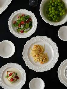 DearDali 手工巴洛克风格浮雕陶瓷餐具套装，家庭厨房意大利面盘甜品盘，酒店餐厅西餐盘，欧式早餐盘 - 彩色 - 查看 9