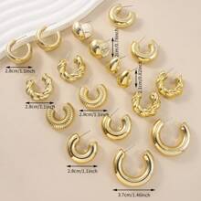 Gold Hoop Earrings Set For Women Hypoallergenic Chunky Chain Twisted Open Hoops Dangle Earring Packs For Birthday Party Christmas Fashion Jewelry Gift