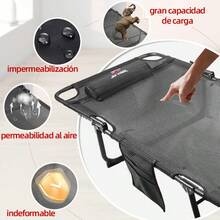 Cama plegable para exteriores, soporta 400 kg, inclinación ajustable. Incluye colchón de tela hipoalergénica. Ideal para estudiantes o trabajadores por turnos (dimensiones: 182 x 62 x 30 cm). - Negro - Ver 5