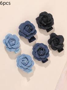 2 pezzi/4 pezzi/6 pezzi Forcine per capelli con fiori blu, forcine con perle finte in tessuto, forcine a coccodrillo per ragazze, regali per migliori amiche e feste