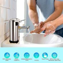 Automatic Countertop Sensor Soap Dispenser, Non-Contact Motion Sensor Soap Dispenser With Upgraded Waterproof Base, Suitable For Bathrooms, Restaurants, Kitchens (Silver)