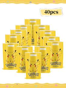 pokemon Bolsa de regalo con estilo Pikachu amarillo de 10/20/30/40 piezas de , bolsa favorita para fiesta, decoración de fiesta de cumpleaños o festival, con asa incorporada para sostener y almacenar regalos cómodamente
