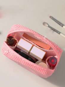 1/3 Pcs Dopamine Color Tofu Bag Large Capacity Portable Mesh Makeup Pouch Lipstick Organizer Net Cosmetic Bag Sanitary Pad Pouch