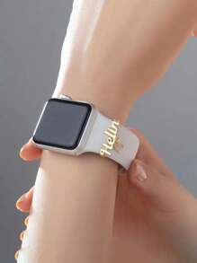 Customized 1pc Personalized Name Watch Accessory, Customized Glamorous Gold Watch Strap, Gift For Valentine's Day, Christmas, School, Her, Father's Day, Birthday, Halloween (Customization Note: Only English Is Accepted, Other Languages Will Be Translated To English),School Supplies,Back To School,School Gift,For Office,For School,For Classroom,For Teacher Gifts,For University,For Colleague,For Dorm Rooms,For Teacher,For Boys And Girls,For Teenagers,Junior High School Students,Middle School Students,High School Senior High School Students,College Students,University Students,Freshman,Sophomore,Underclassmen,Delicate Romance, Urban Chill, Look Glamour