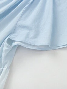 Balabala Tween Girl 2025 Summer New Ombre Ruffle Trim Round Neck Loose Fit Dress - Blue Tint - View 8