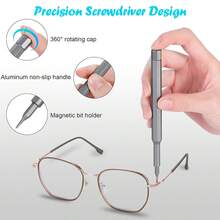 25-In-1 Small Precision Magnetic Screwdriver Set, Professional Repair Tool Kit, Aluminum Alloy Handle, Suitable For Phones, Computers, Watches, Laptops, MacBooks, Doorbells, Glasses, Electronics - Silver - View 6