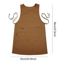1pc Long Kitchen Apron With Side Pockets - Stylish Brown Polyester Apron For Home, Cafe, Or Art Use - Durable & Easy To Clean, Home Painting Garment