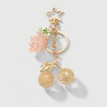 1pc Y2K Delicate Luxurious Fashion High-End Chic Gold/Silver Hollow Chain Bow Knot Simulated Cherry Key Chain Suitable For Women/Girls Daily Wear Holiday Gift Summer Bows