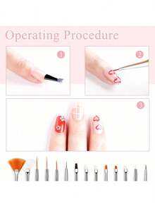 Bộ 15 cọ vẽ móng nghệ thuật, 15 cọ/gói gồm cọ quạt và cọ kẻ viền móng, bộ cọ vẽ móng màu hồng dành cho salon chuyên nghiệp và tự làm tại nhà, bộ dụng cụ thiết kế móng. - Hồng - Xem 8