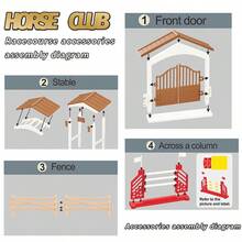 Horse House Farm Ranch Doll Horse Knight Wash Horse Stable Fence Set Children's Toy Models, Boys And Girls Play Toys, Christmas And Halloween Festival Gifts - Multicolor - View 4