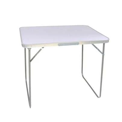 Acomoda Textil Mesa Camping Plegable de Aluminio para Jardín, Picnic y Acampada. Bandeja Auxiliar Multifunción, Portátil y Ligera de para Hogar y Viaje. (80x60x70 cm, Blanco)
