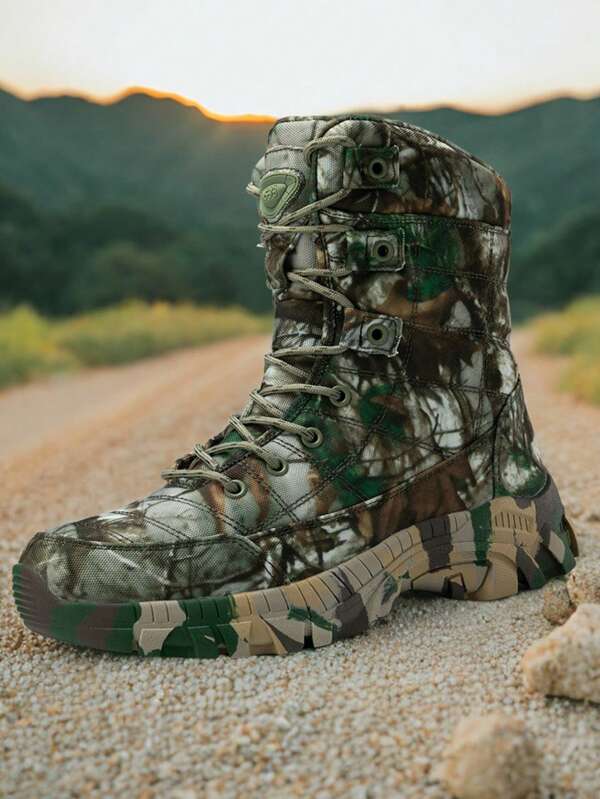 Men's Outdoor Sports Shoes, High-Quality Breathable Training Boots For Winter, Desert Hiking Boots, Men's Non-Slip Outdoor Ankle Boots, Lace-Up Thick-Sole Hiking Boots