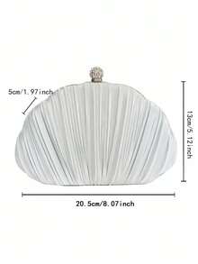 New Arrival Cross-Border Shell Pleated Clutch Bag, Cocktail/Formal Party Purse, Cheongsam Package - Silver - View 5