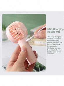 [Portable 3-Speed Handheld Fan] USB Rechargeable Mini Fan With 500mAh Battery - Safe Gentle Breeze Suitable For Makeup/Beach/Office, Compact Cooling Essential For Women Travel And Outdoor In Summer