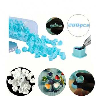 200pcs Skull-Shaped Portable Tattoo Ink Cups Holder Set - Permanent Makeup Tool With Convenient Storage - YILONG Brand Tattoo Supply For Artists