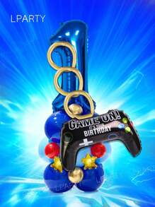 23-teiliges blaues & goldenes Ballon-Set für Gamer-Geburtstag - 32 Zoll blaue Nummer-Luftballons 0-9, Spielkontroller Folien-Luftballons, metallisch goldene lange Luftballons, 5 Zoll goldene Stern-Luftballons, 10 Zoll dunkel- und hellblaue Latex-Luftballons - perfekt für Gaming-Party Dekoration, Videospiel-Themen Geburtstag Dekor, Arcade-inspirierter Hintergrund, Geschwindigkeit & Action Party-Stil