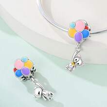 1 pieza Colgante de plata con plateado de la serie del parque de atracciones del circo, que incluye un lindo péndulo de noria, carrusel, mono, globo aerostático, oso, ardilla y payaso, adecuado para pulseras DIY y joyería de mujer