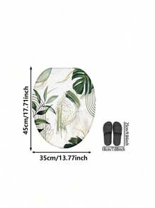 1/3pcs Modern Home Green Leaf Pattern Bathroom Set, Including Bath Mat, U-Shaped Mat, Toilet Seat Cover, Anti-Slip Thick Soft Carpet Mat For Bathroom, Toilet, Living Room, Washable