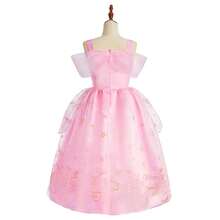 5 件套女童粉色花卉图案无袖连衣裙配配饰手套服装，儿童公主装，适合万圣节、圣诞节、狂欢节角色扮演 - 粉色 - 查看 3