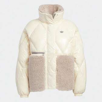 Adidas Veste en fausse fourrure de laine de mouton décontractée et d'hiver pour femme, col montant, HS9524