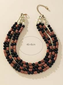 1pc New Design Vintage Baroque Style Multi-Layer Resin Beaded Women Fashion Necklace