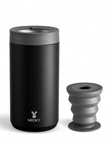 女士通用罐装饮料冷却器：均码 - 适用于细长罐、常规 12 盎司和 16 盎司罐和瓶子 - 隔热双层不锈钢 - 适合苏打水爱好者 - 黑色 - 查看 9