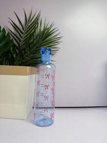 1 pieza/2 piezas, Botella de agua de plástico de 500ml, con estampado de lazo, taza de agua de alta calidad con marcas, botella de bebida para deportes al aire libre y escuela (Rosa/Negro/Azul) - Multicolor - Ver 14