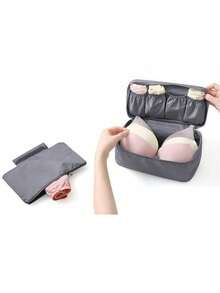 1pc Women's Bra & Panty Travel Storage Bag, Portable Lingerie Organizer With Multi-Compartments, Zipper Closure, Elastic Pockets, Hand/Machine Washable, Compact & Durable For Travel