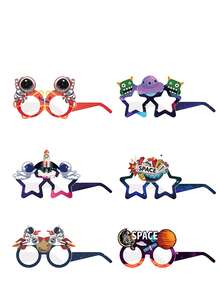 6 件套夏季夏威夷和墨西哥风格纸质派对太阳镜、摄影道具和装饰品，适合节日和夏季派对