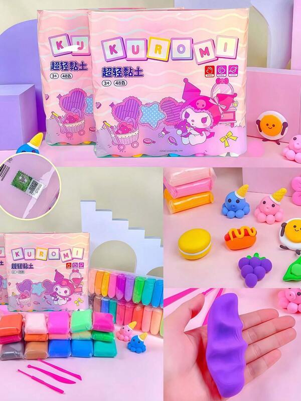 Sanrio Ultra-Light Air-Dry Clay, Plasticine, Craft Formed Dough Multi-Color Set, Odorless, Perfect Gift For Children's Christmas Decoration, 12/24/36/48/60many Colorful Ultra-Light Air-Dry Clams For Creative Modeling, Toy Space Clay DIY Kit, Tools And Tutorial Gifts, Suitable For Boys And Girls (Random Color Shipping)