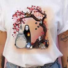 Summer Men And Women Short-Sleeved Studio Ghiblis Totoros T-Shirt Harajuku Kawaii Totoros Ghiblis Comfortable Casual T-Shirt - 白色 - 查看 1