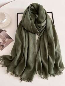 1pc Soft Muslim Hijab Solid Color Long Scarf For Sun Protection, Suitable For Mosque Use Bandana,Hair Band,Head Band Ideal For Dressing Up Your Look For Abaya - QMD602 - View 25