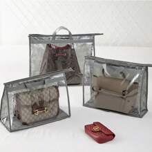 Bolsa organizadora colgante con cubierta de polvo transparente, bolsa a prueba de humedad para guardar bolsos