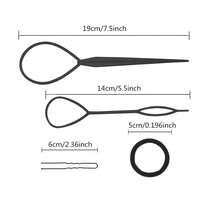 IFlyMars Hair Accessories Set: 3 Donut Bun Makers, 2 Foam Sponge Shapers, 1 French Twist Clip, 2 Snap Buns, 10 Elastics, 20 Pins (Black) - Black - View 3