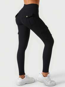 Butt-Lifting Cargo Yoga Leggings – High Waist Tummy Control Workout Pants With Pockets