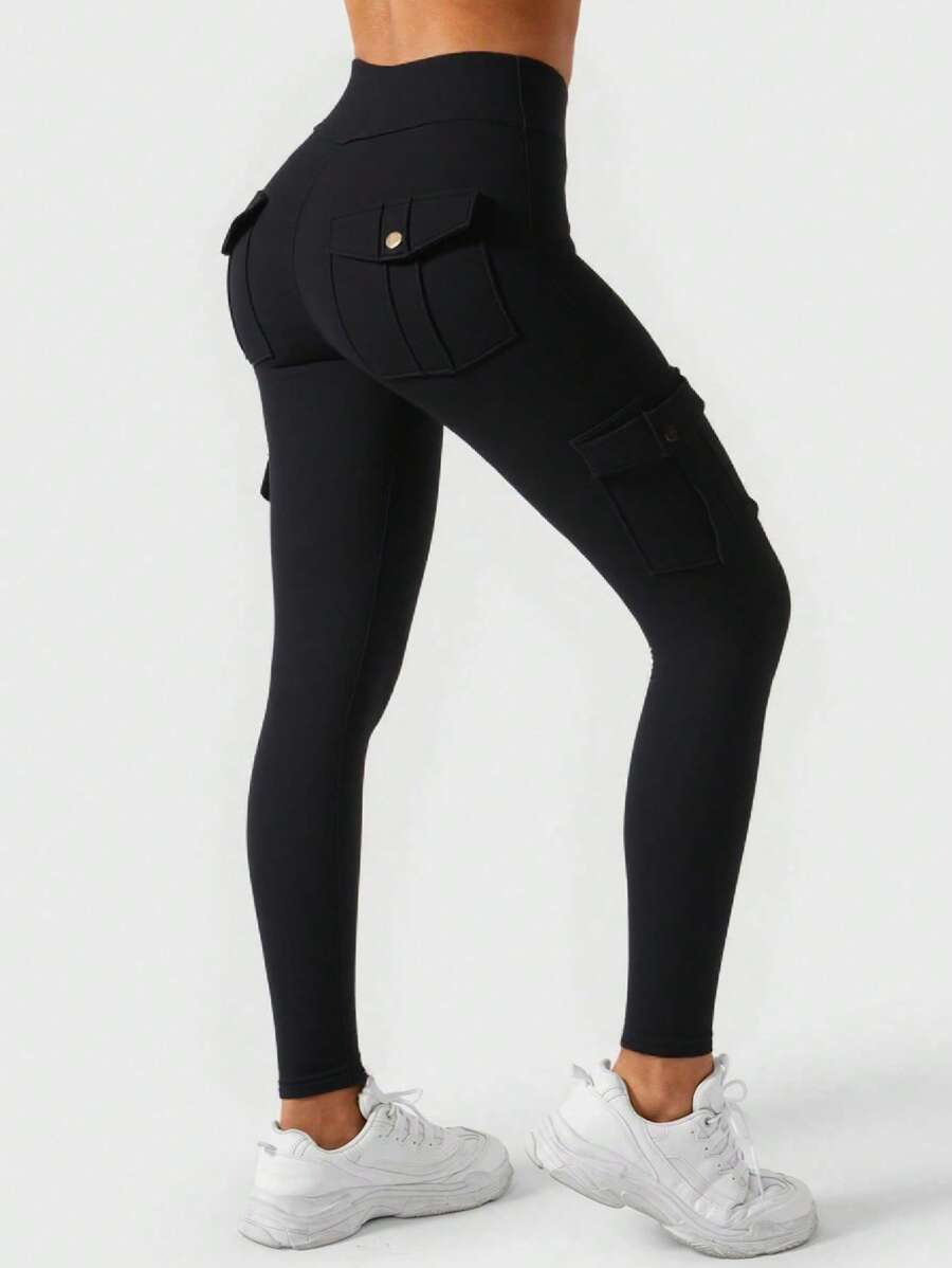 Butt-Lifting Cargo Yoga Leggings – High Waist Tummy Control Workout Pants With Pockets