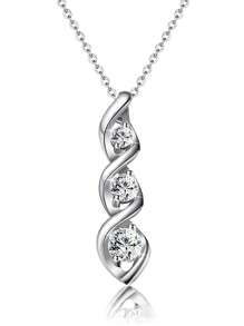 1 Pc Romantic Cubic Zirconia Necklace Pendant For Women For Valentine's Day Gift Engagement Anniversary Party Jewelry