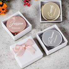 Custom Engraved Compact Mirror | Personalized Bridesmaid Gift | Elegant Wedding Party | Monogrammed Makeup Mirror | Bridal Shower Present |Custom Compact Mirror For Bride| Personalized Gifts Mirror| Engraved Compact Mirror Gold| Personalized Mirror Compact - Multicolor - View 3