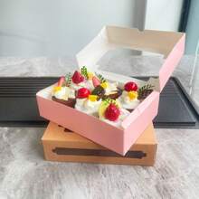 5pcs Mini Cake Boxes With Window, Cookie Pastry Packaging Cartons, Suitable For Cakes, Cookies, Pastries, Pies, Muffins, Chocolates, Strawberries