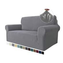 Ystyle Funda de sofá de 1, 2, 3 o 4 plazas con reposabrazos, elástica y antideslizante, moderna para perros y mascotas, transpirable y con base elástica. - Gris Claro - Ver 10