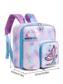 Kids Fashionable Outdoor Unicorn Insulated Lunch Backpack With Water Bottle Holder, Adjustable Straps, Durable Handle, Waterproof Lining, Easy To Clean, Reusable Lunch Bag