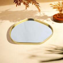 1PC Modern Tray With Mirror Finish - Versatile - Light Luxury Golden Metal Organizer Tray, Perfect For Jewelry, Perfume, Cosmetics & More - Home Decorative Tray, Vanity Living Room Bathroom Bedroom Countertop Decor For Women Storage Organizer Travel Essentials Gift Back To School