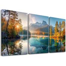 1/3pcs Mountain Lake Wall Art Posters, Modern Style Wall Art, Illustrations Of Tranquil Lakes And Majestic Mountains, Serene And Refreshing Canvas Artwork Wall Painting Gift, Ideal For Living Room, Bedroom, Office, Home And Dorm Decoration, Unframed / Framed ,Wall Art With Frame - Multicolor - View 16