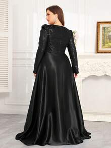 hezixi High Quality Elastic Sequin V-Neck Cover Sleeves With Slim Fit And Fishtail Hem Design, Plus Size Featuring A Solid Elegant And Luxurious Long Dress For Women,Making Women Younger And More Charming,Suitable For Various Parties, Graduations, Weddings, Events And Various Banquets And Dancing Parties,Formal Ball Gown For Women (Deluxe Edition)